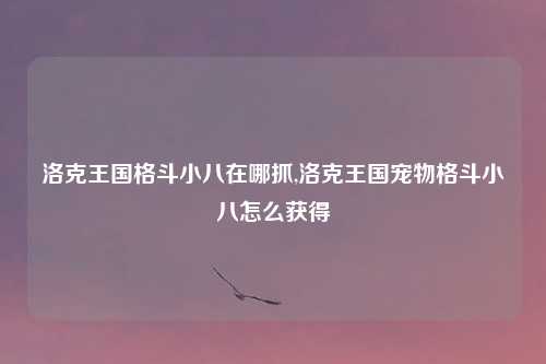 洛克王国格斗小八在哪抓,洛克王国宠物格斗小八怎么获得