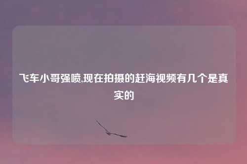 飞车小哥强喷,现在拍摄的赶海视频有几个是真实的
