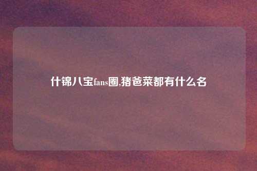 什锦八宝fans圈,猪爸菜都有什么名