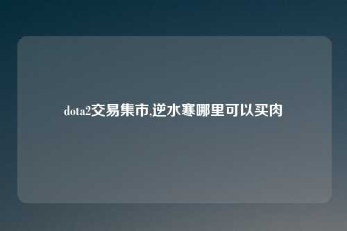 dota2交易集市,逆水寒哪里可以买肉