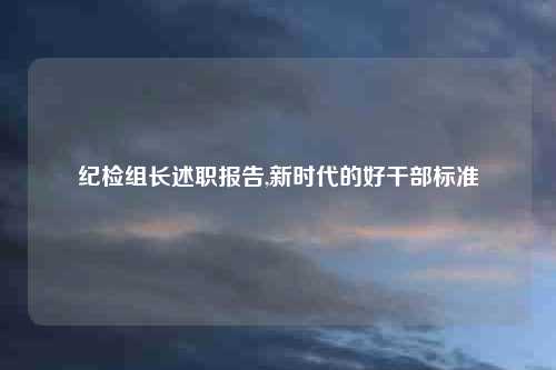 纪检组长述职报告,新时代的好干部标准