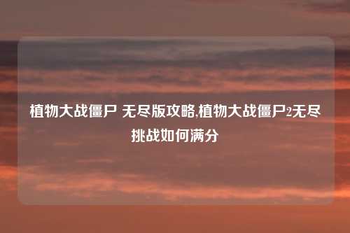 植物大战僵尸 无尽版攻略,植物大战僵尸2无尽挑战如何满分