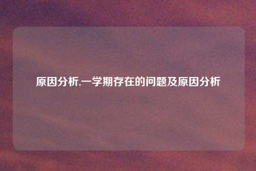 原因分析,一学期存在的问题及原因分析