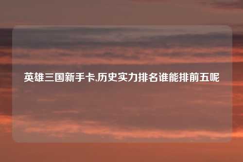 英雄三国新手卡,历史实力排名谁能排前五呢