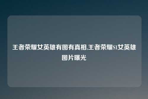 王者荣耀女英雄有图有真相,王者荣耀S1女英雄图片曝光