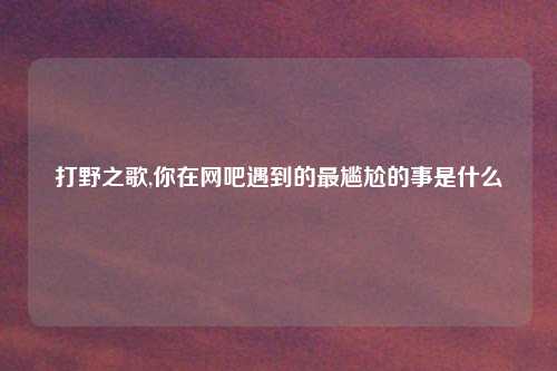 打野之歌,你在网吧遇到的最尴尬的事是什么