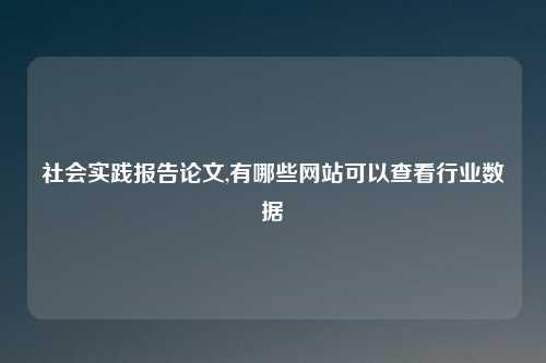 社会实践报告论文,有哪些网站可以查看行业数据