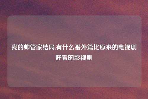 我的帅管家结局,有什么番外篇比原来的电视剧好看的影视剧