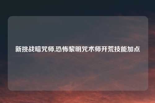 新挑战暗咒师,恐怖黎明咒术师开荒技能加点