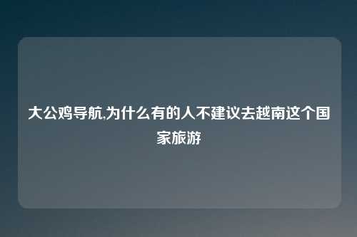 大公鸡导航,为什么有的人不建议去越南这个国家旅游