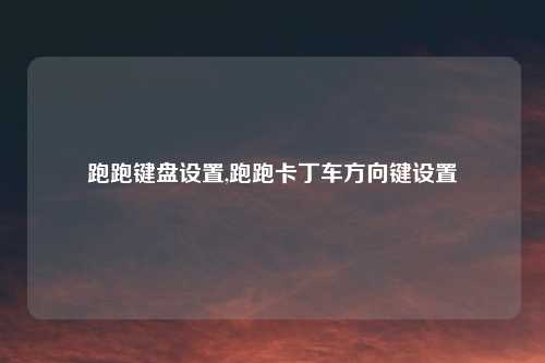 跑跑键盘设置,跑跑卡丁车方向键设置