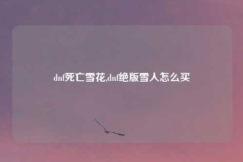 dnf死亡雪花,dnf绝版雪人怎么买