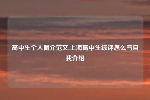高中生个人简介范文,上海高中生综评怎么写自我介绍
