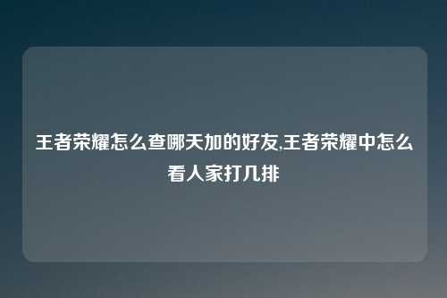 王者荣耀怎么查哪天加的好友,王者荣耀中怎么看人家打几排