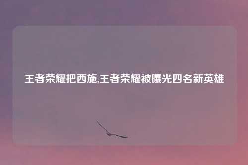 王者荣耀把西施,王者荣耀被曝光四名新英雄