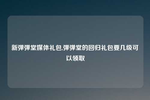 新弹弹堂媒体礼包,弹弹堂的回归礼包要几级可以领取