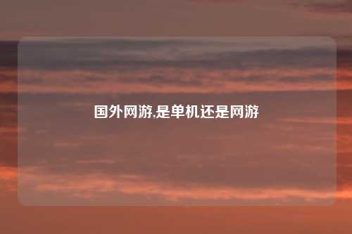 国外网游,是单机还是网游