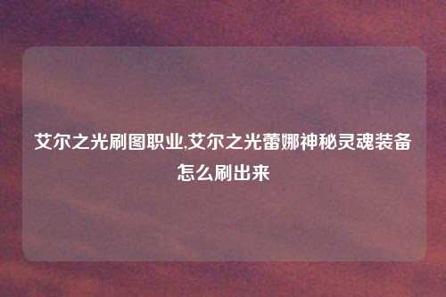 艾尔之光刷图职业,艾尔之光蕾娜神秘灵魂装备怎么刷出来