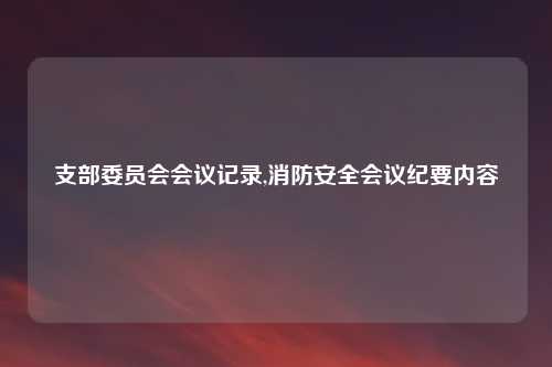 支部委员会会议记录,消防安全会议纪要内容
