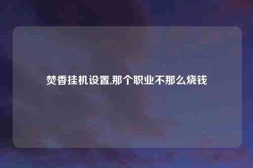 焚香挂机设置,那个职业不那么烧钱