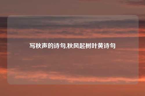 写秋声的诗句,秋风起树叶黄诗句