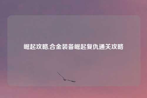崛起攻略,合金装备崛起复仇通关攻略