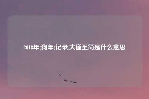 2018年(狗年)记录,大道至简是什么意思