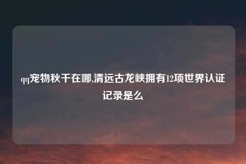 qq宠物秋千在哪,清远古龙峡拥有12项世界认证记录是么