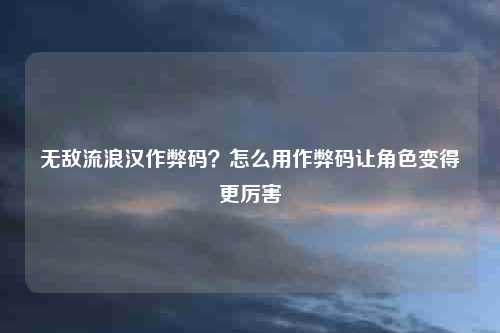 无敌流浪汉作弊码？怎么用作弊码让角色变得更厉害