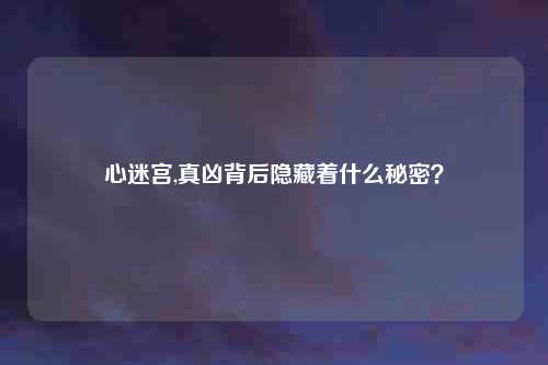 心迷宫,真凶背后隐藏着什么秘密？