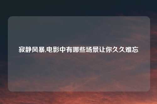 寂静风暴,电影中有哪些场景让你久久难忘