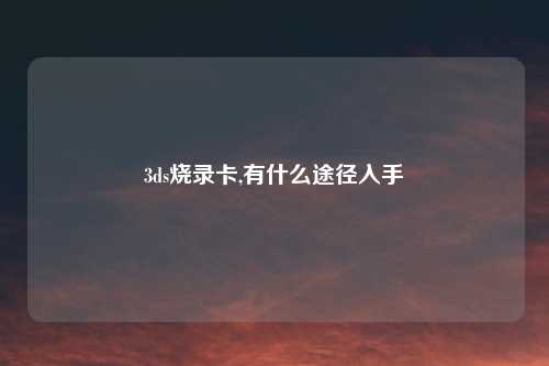 3ds烧录卡,有什么途径入手