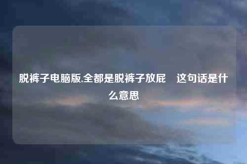 脱裤子电脑版,全都是脱裤子放屁»这句话是什么意思