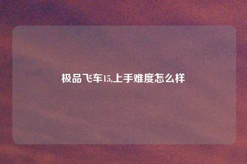 极品飞车15,上手难度怎么样