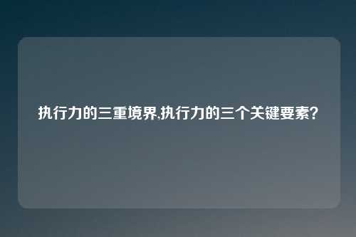 执行力的三重境界,执行力的三个关键要素?