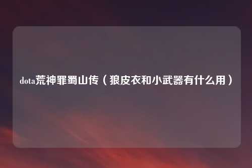 dota荒神罪蜀山传（狼皮衣和小武器有什么用）