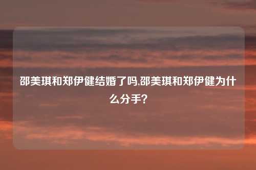 邵美琪和郑伊健结婚了吗,邵美琪和郑伊健为什么分手？