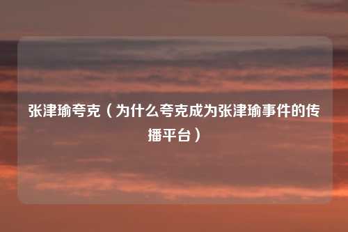张津瑜夸克(为什么夸克成为张津瑜事件的传播平台)