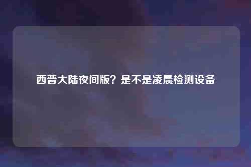 西普大陆夜间版?是不是凌晨检测设备