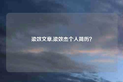梁效文章,梁效杰个人简历?