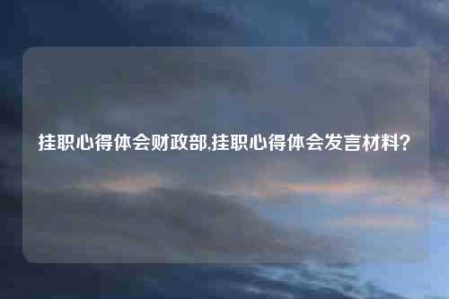 挂职心得体会财政部,挂职心得体会发言材料？