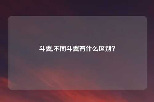 斗翼,不同斗翼有什么区别?