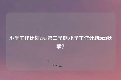 小学工作计划2023第二学期,小学工作计划2023秋季？