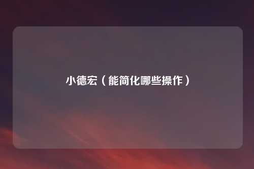 小德宏（能简化哪些操作）