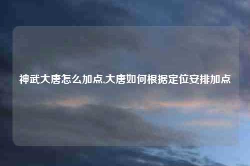 神武大唐怎么加点,大唐如何根据定位安排加点
