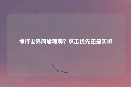 神将世界周瑜魂解？攻击优先还是防御