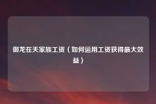 御龙在天家族工资（如何运用工资获得最大效益）