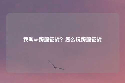 我叫mt跨服征战?怎么玩跨服征战
