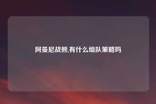 阿曼尼战熊,有什么组队策略吗
