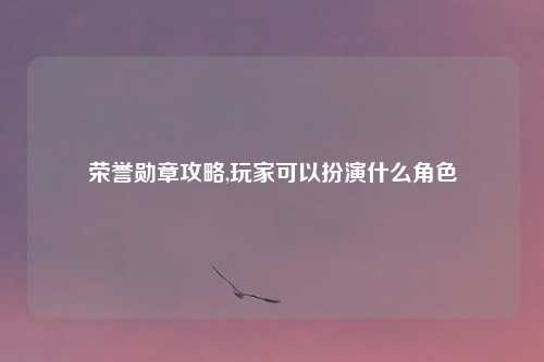 荣誉勋章攻略,玩家可以扮演什么角色